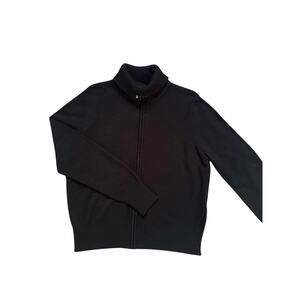Josephine Chaus Black Full Zip Turtleneck Sweater XL